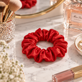 Red Satin Scrunchie - High Elasticity Hair Ties Gift for Her