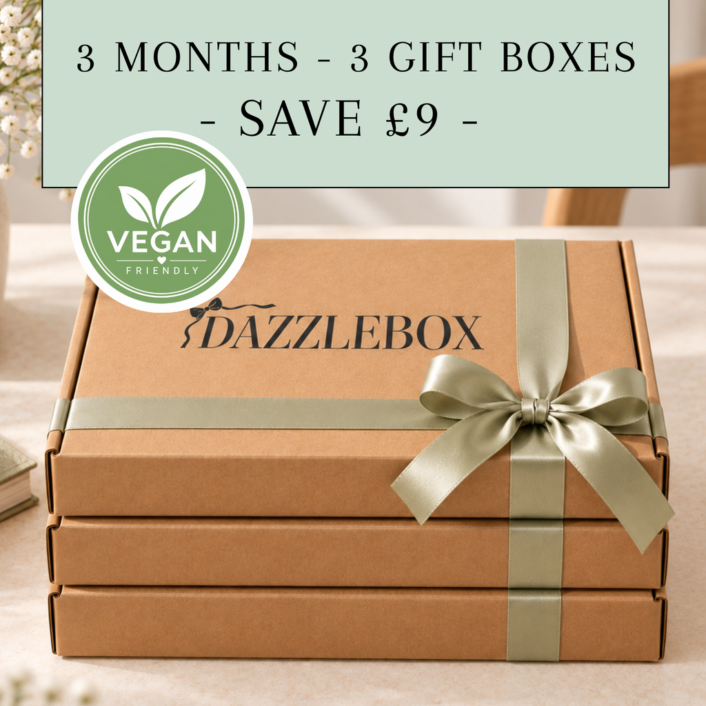 VEGAN-FRIENDLY Three Months - Three Gift Boxes | Three-Month Pre-Paid Upfront DazzleBox Subscription (Copy)