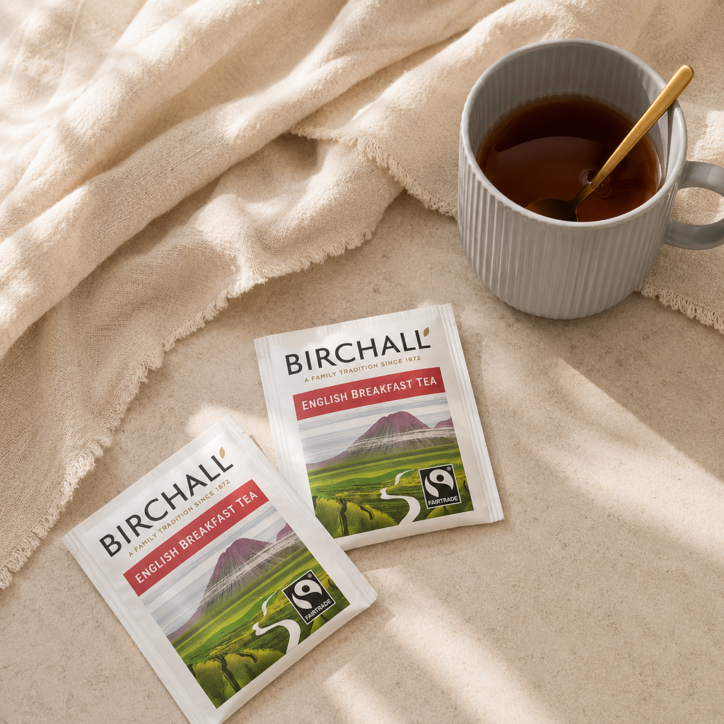 Two individually wrapped of Birchhall English Breakfast Tea