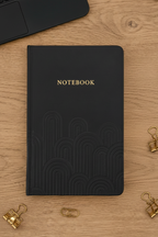 A5 PU leather black notebook, enbossed, lined dazzlebox