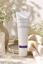 A white tube of Cyclax 1896 Moistura Treatment Hand Cream 